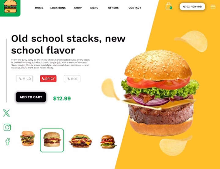 Cover image for Burger animation interactive mockup design 