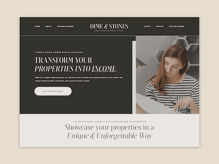 Cover image for Dime & Stones - Airbnb Coaching & Training Website
