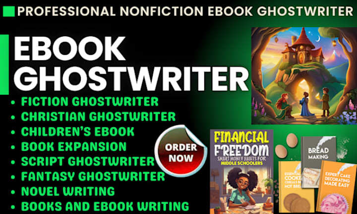 Cover image for I will ghostwrite nonfiction and fiction ebook kdp book writing…