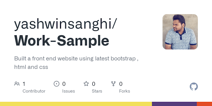 Cover image for GitHub - yashwinsanghi/Work-Sample: Built a front end website u…