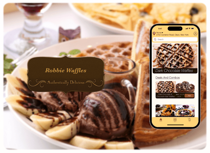 Cover image for Concept Food Delivery App - Robbie Waffles on Behance