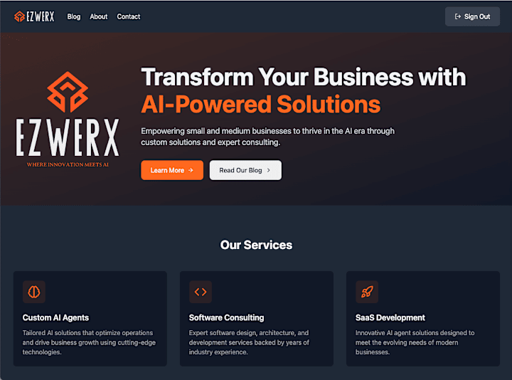 Cover image for AI-Powered Marketing Site for ezwerx.ai