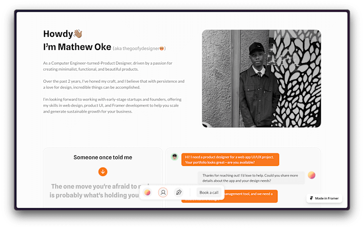 Cover image for Product Designer Portfolio built in Framer