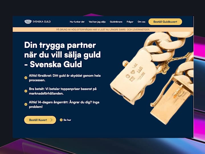 Cover image for Svenska Guld (Website + CMS + Custom API)