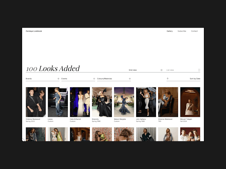 Cover image for Zendaya Lookbook Website