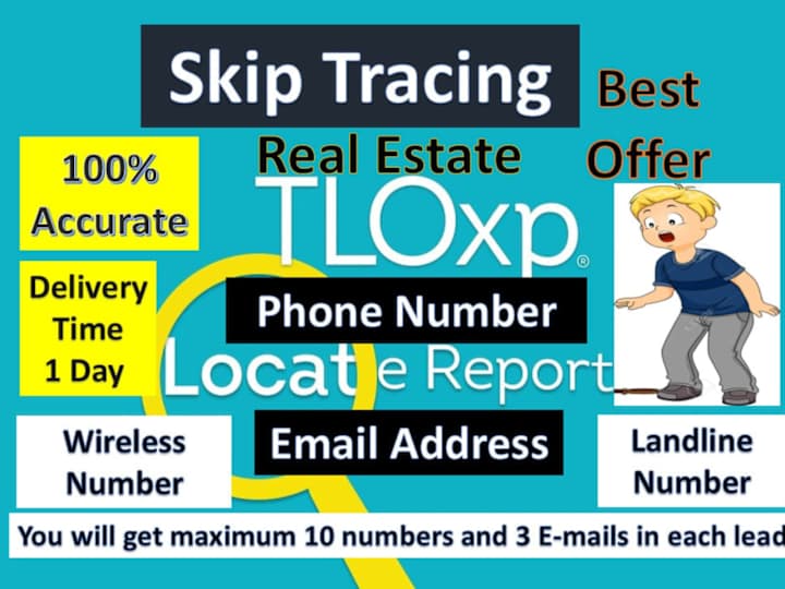 Cover image for I will do skip tracing for real estate business using tloxp