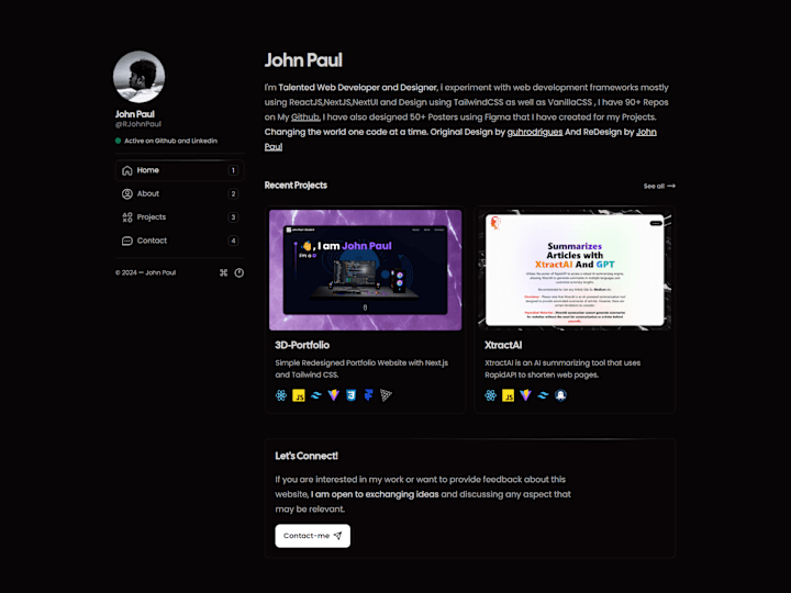 Cover image for GitHub - RJohnPaul/Current_Portfolio: My Portfolio.