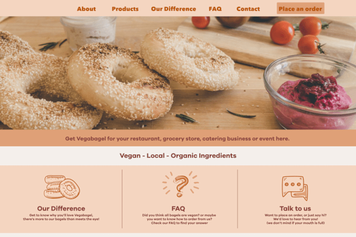 Cover image for UI Design + Copywriting + Branding Vegan Bakery Website