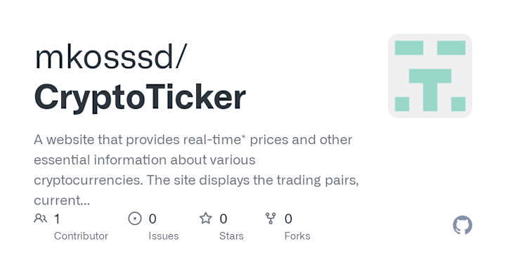 Cover image for mkosssd/CryptoTicker