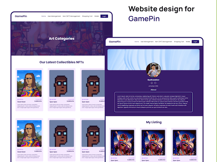 Cover image for GamePIN NFT Website Design and Development