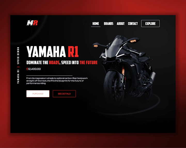 Cover image for Yamaha R1 Motorcycle Hero Section Design