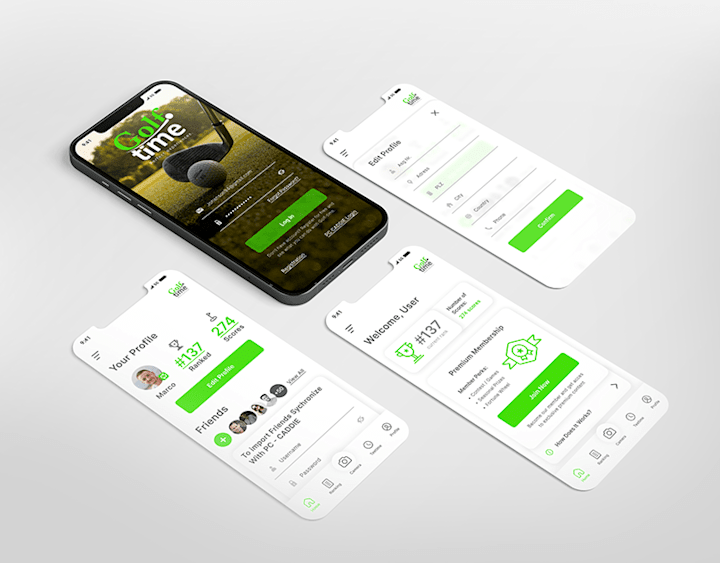 Cover image for Golf Time - iOS app for golf enthusiast :: Behance