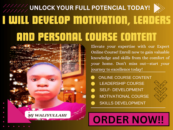 Cover image for I will develop motivation, leaders and personal course content