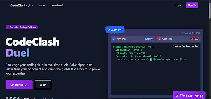 Cover image for Fullstack 1v1 DSA Competition Platform