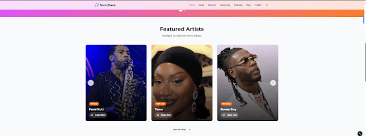Cover image for SonicBase Music Platform Redesign