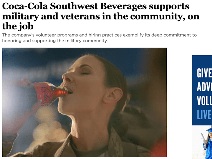 Cover image for Coca-Cola Southwest Beverages supports military and veterans in…