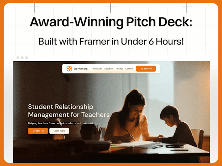 Cover image for Framer Pitch Deck Built in Under 6 Hours – Award-Winning!