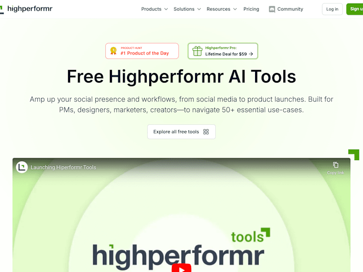 Cover image for Free AI Tools | Highperformr