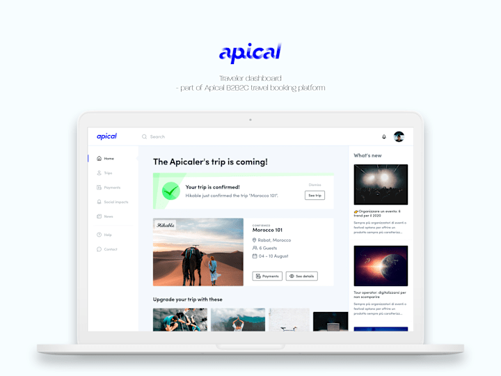 Cover image for Apical | Traveller dashboard - part of booking SaaS