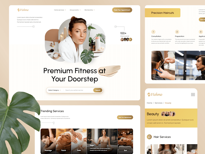 Cover image for Vishmo – Website UX/UI Design for Wellness & Aesthetic Services