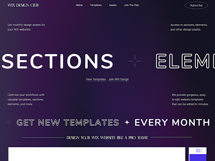 Cover image for WiX Design Club | Shop Latest Templates | Join WiX Design Club