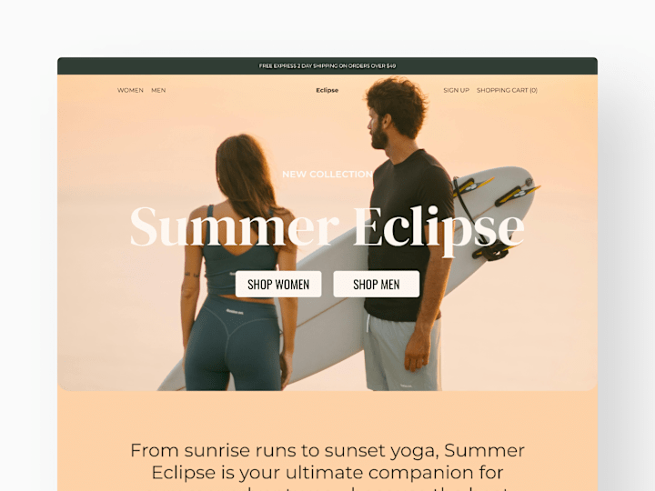 Cover image for Summer Eclipse: Sleek Clothing Store Driving Online Sales