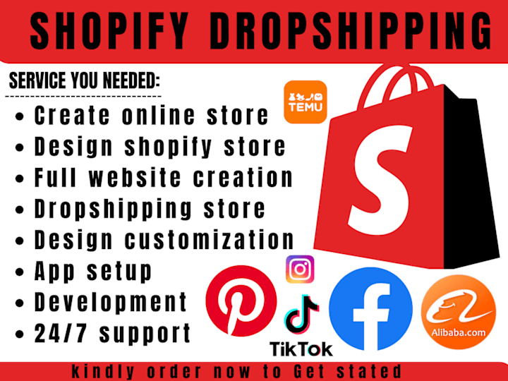 Cover image for I will do shopify website design, shopify store