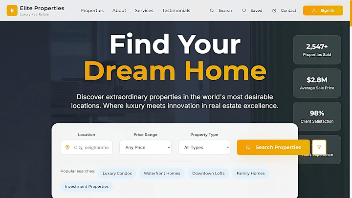 Cover image for Elite Properties - Luxury Real Estate Website Development