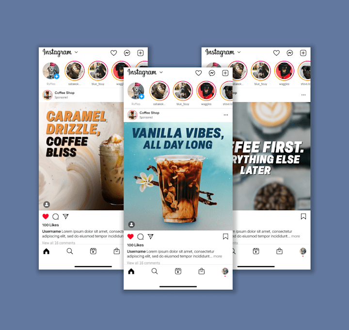 Cover image for Instagram Post Designs for Coffee Shop