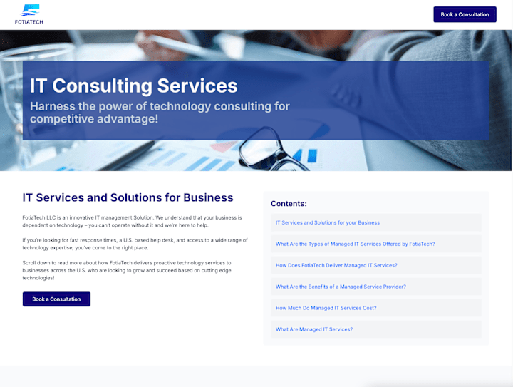 Cover image for FotiaTech Landing Page & Brand Development