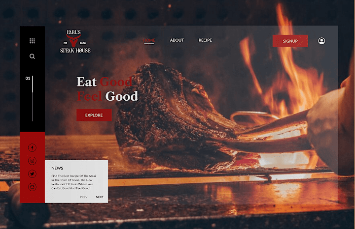 Cover image for Earl's Steak House Landing Page :: Behance