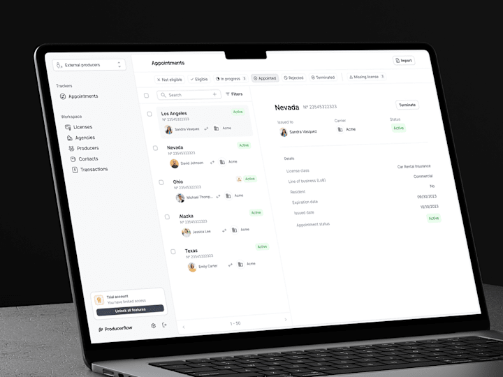 Cover image for Producerflow | Compliance Tracking for Insurance Carriers