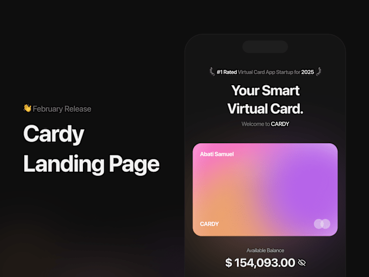 Cover image for Cardy Landing Page Design & Development - Personal Project