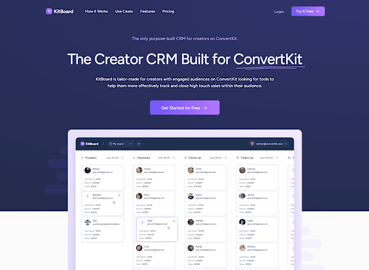 Cover image for KitBoard: A Custom-Built CRM SaaS for ConvertKit Creators