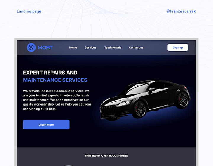 Cover image for Auto Mobile Landing page on Behance