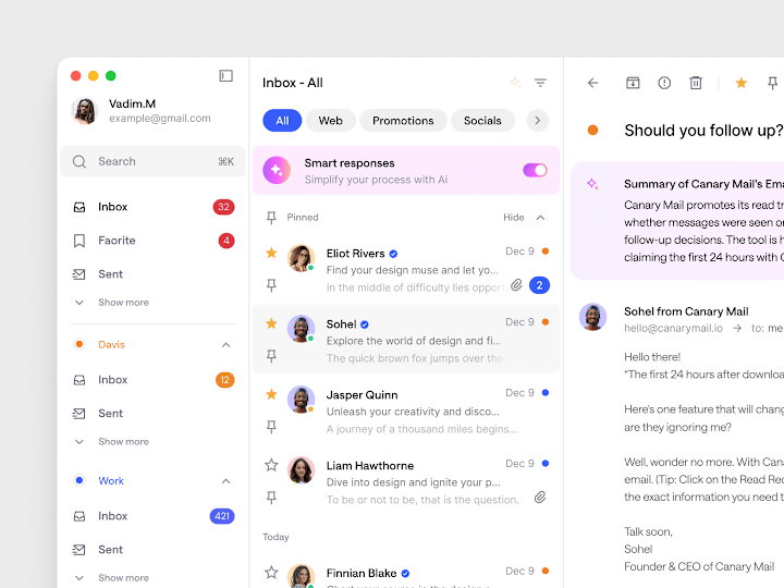Cover image for Dashboard inbox interface with Ai
