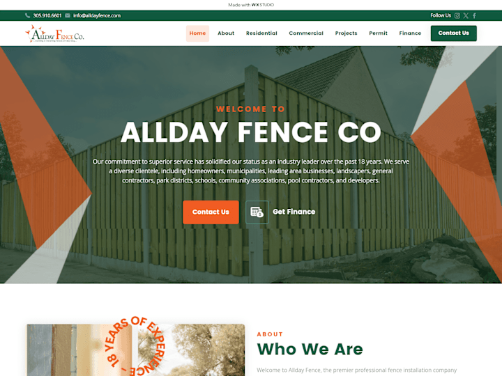 Cover image for Allday Fence Co. - WIX Studio Website