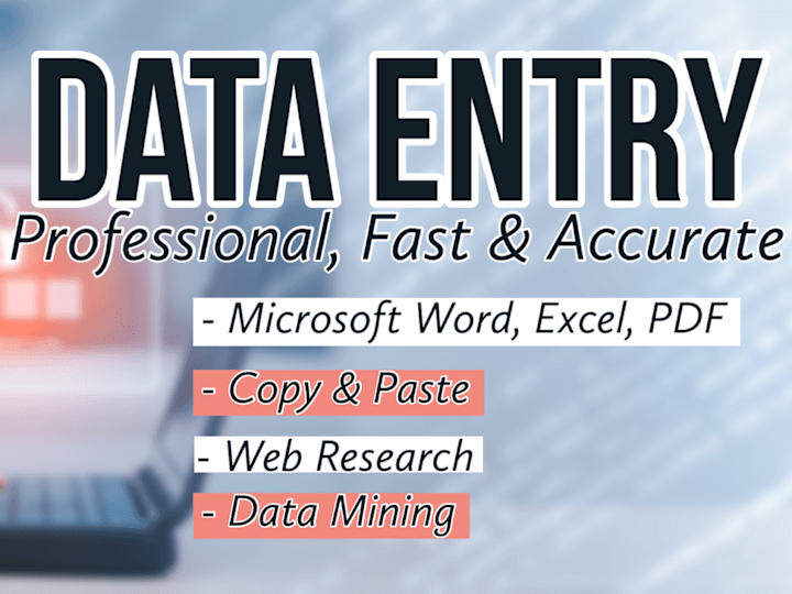 Cover image for Data entry, fast, efficient and accurate!