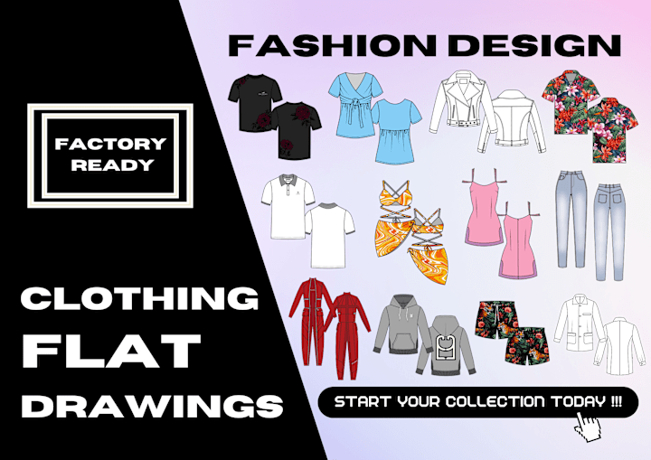 Cover image for Fashion Design Flat Drawings/CAD Sketches /Technical Flats