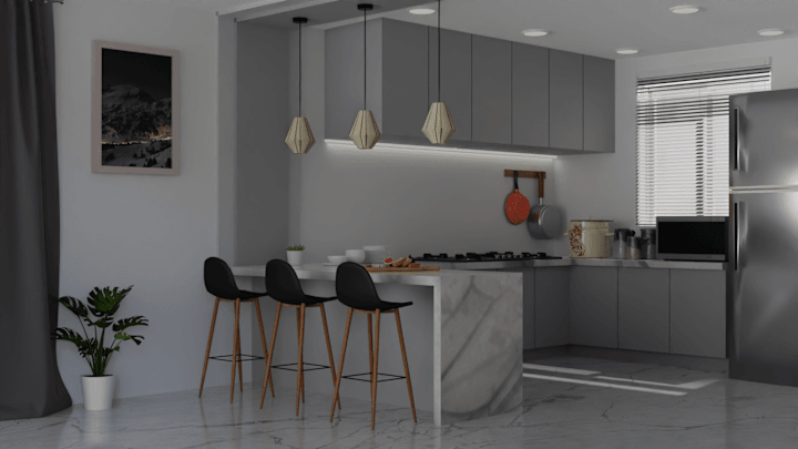 Cover image for Modern Minimalist Kitchen with Elegant Finishes