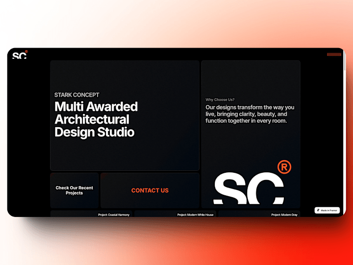 Cover image for Framer template: Stark Concept Architectural Design Studio