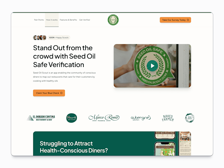 Cover image for Seed Oil Scout: Restaurant Landing Page