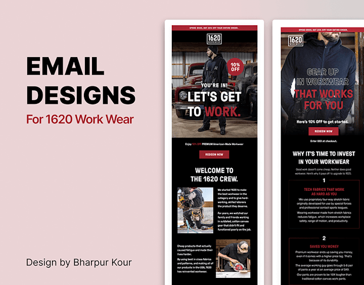 Cover image for Email Designs for 1620 Workwear :: Behance