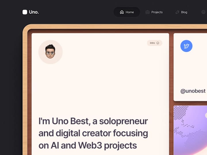 Cover image for Uno — Bento-style personal website