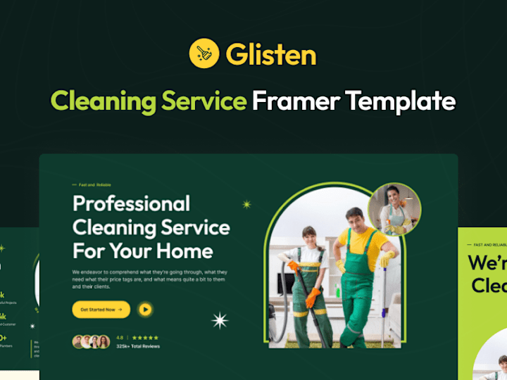 Cover image for Glisten - Cleaning Service Framer Template