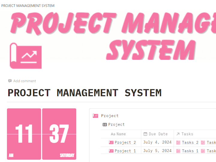 Cover image for NOTION PROJECT MANAGEMENT SYSTEM