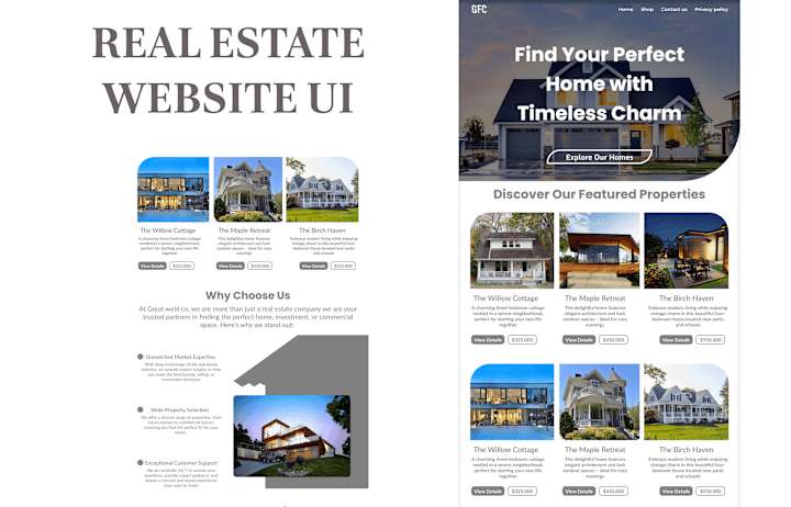 Cover image for REAL ESTATE WEBSITE UI