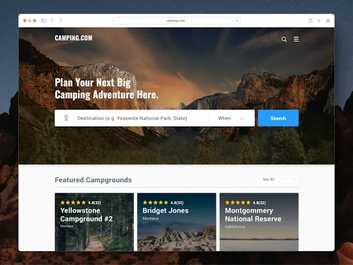 Cover image for Camping.com – Booking Engine for Campers