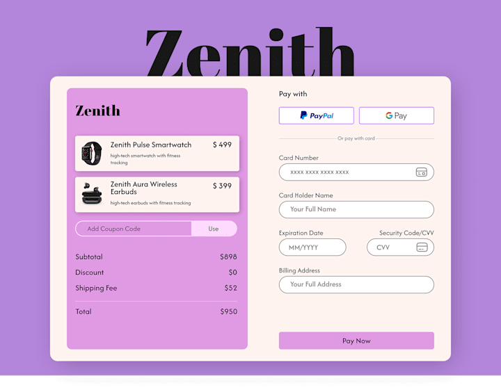 Cover image for 🌟 Zenith E-commerce Checkout Page 🌟