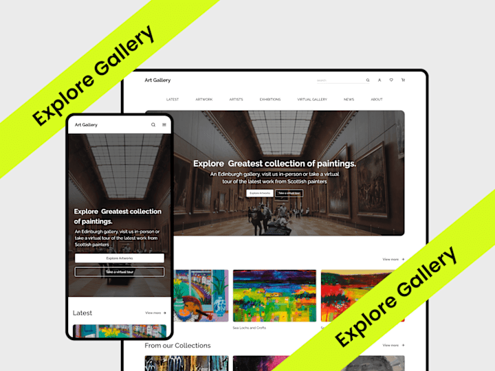 Cover image for Web design for an Art gallery  | UI/UX design.